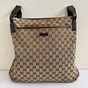 Gucci Beige and Brown Monogram Messenger Bag